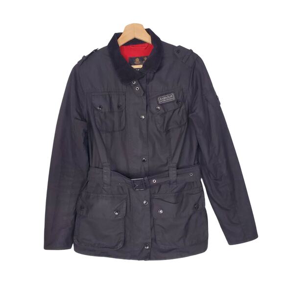 Barbour International Barn Jacket Waxed Cotton British Carbon Finish Black 8 - Picture 1 of 10